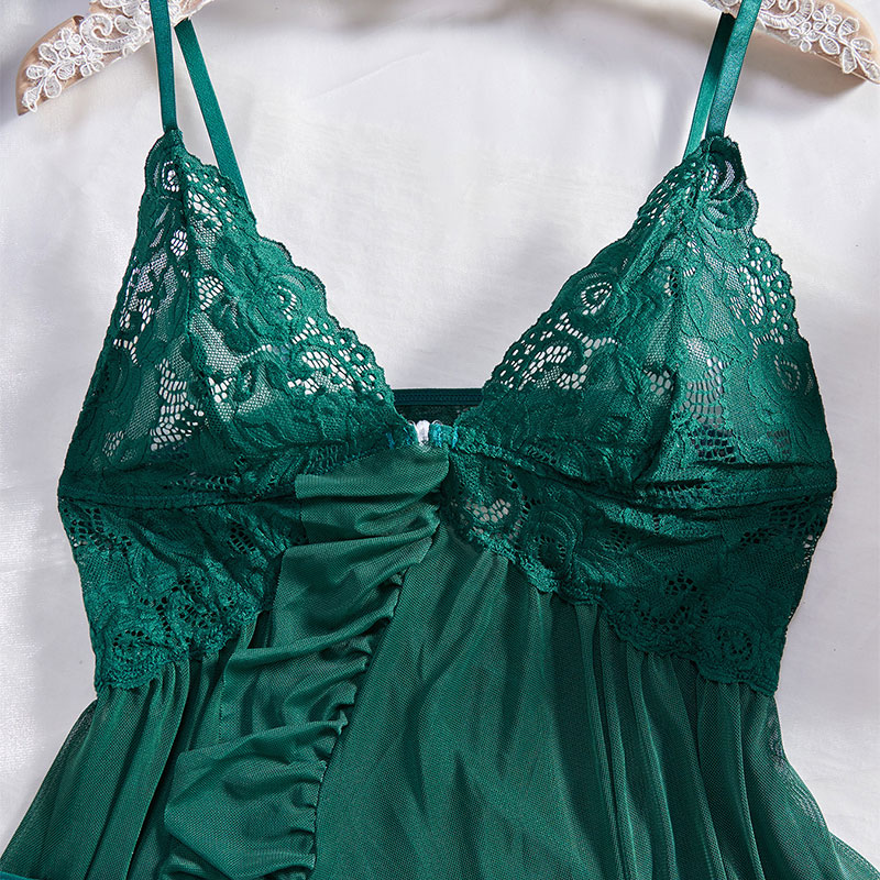 Sexy Sleepwear For Sleeping Night Dress Women Lingеrie Sets Deep V Slip Nightgowns And Panties Lace Ruffle Trim Underwear Pajama