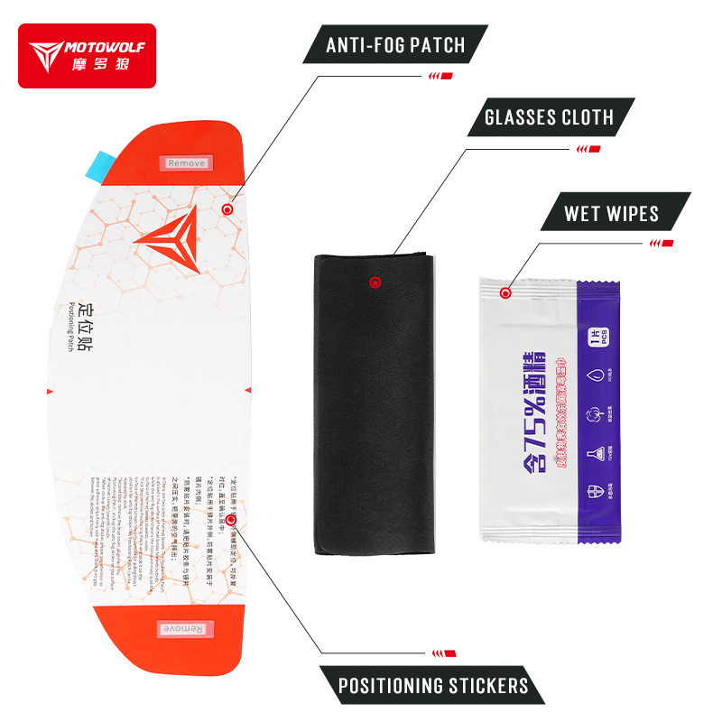 MOTOWOLF-protector Universal para casco de motocicleta, película antiniebla HD, visera gris, inserto de lente, pegatina impermeable resistente a la niebla