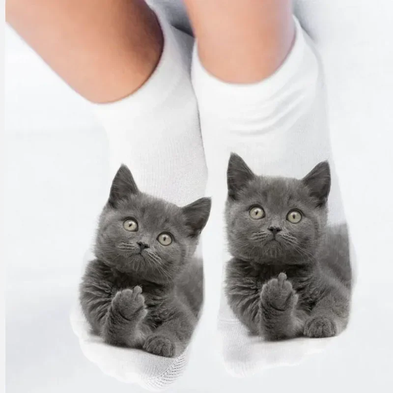 1-5 ペア綿ショート靴下漫画 3D 猫子犬犬動物靴下原宿かわいい女性女の子アンクレット靴下通気性カジュアルソックス