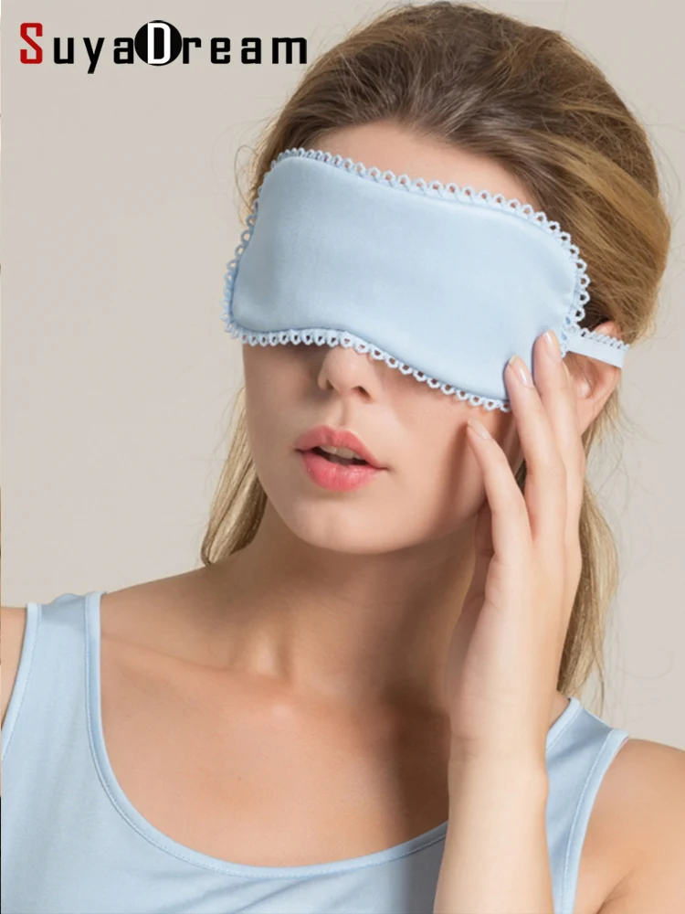 Máscara de seda 100% Natural para dormir, cegador transpirable, saludable, suave, tela cómoda, colores caramelo, banda elástica