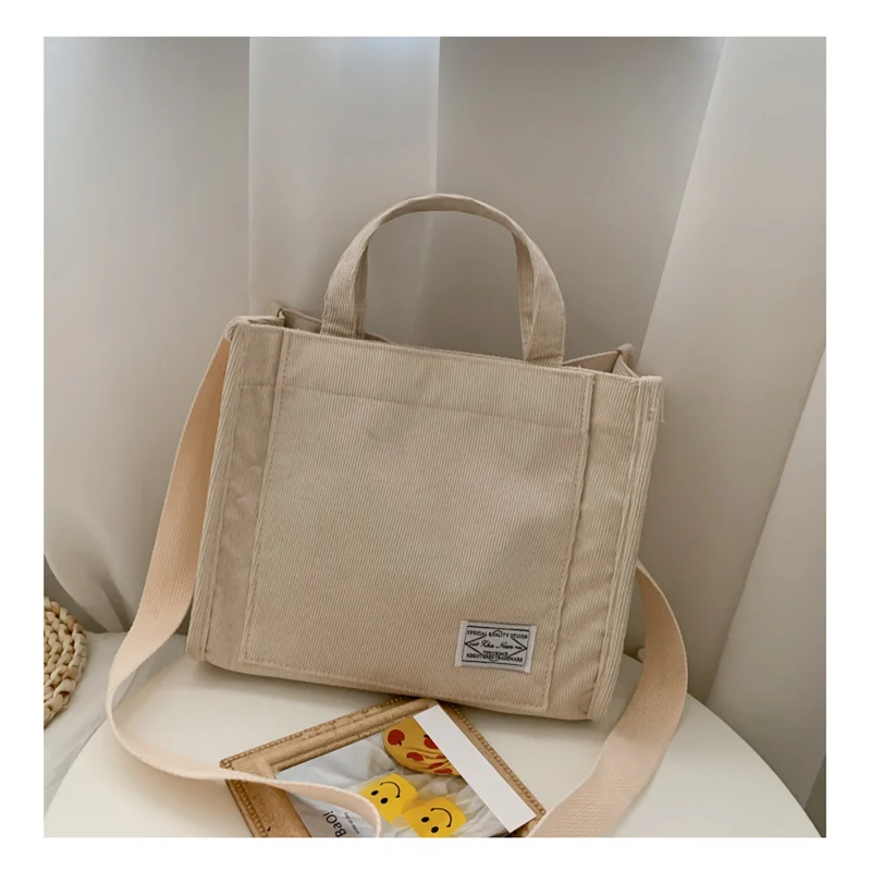 Borsa a tracolla Rilibegan per donna Nuovo stile Borsa portatile di grande capacità in velluto a coste semplice Ins Borsa quadrata piccola di tendenza alla moda