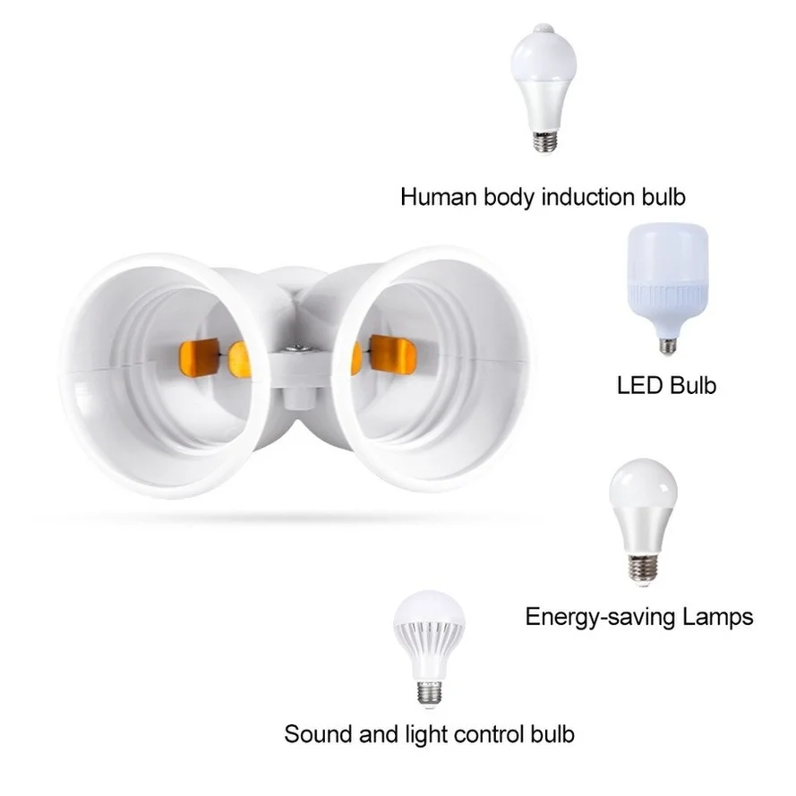 RnnTuu-Base de bombilla LED E27, adaptador divisor E27 a 2-E27, portalámparas E27, alta calidad