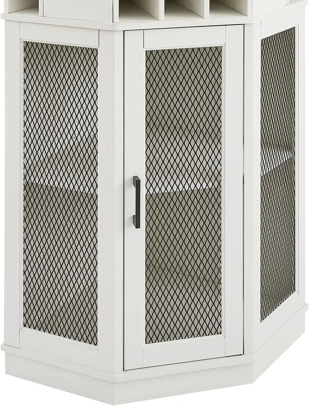 White Corner Bar Unit 73" With Built-in Wine Rack And Lower Bar Cabinet For Liquor And Glasses Storage 23.6"D X 31.5"W X 73"H