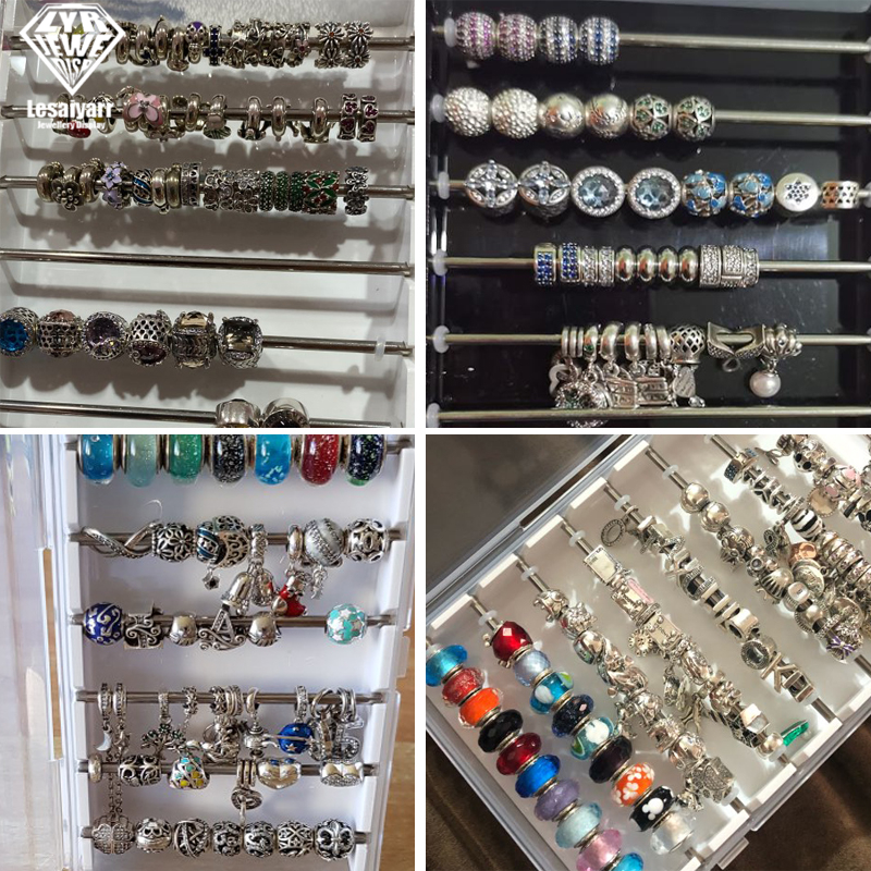 Acrylic Pandora Box Charm Beads Bracelet Ring Holder Jewellery Organizer JewelryTray Diy Finding Display Stand Storage Case Rack