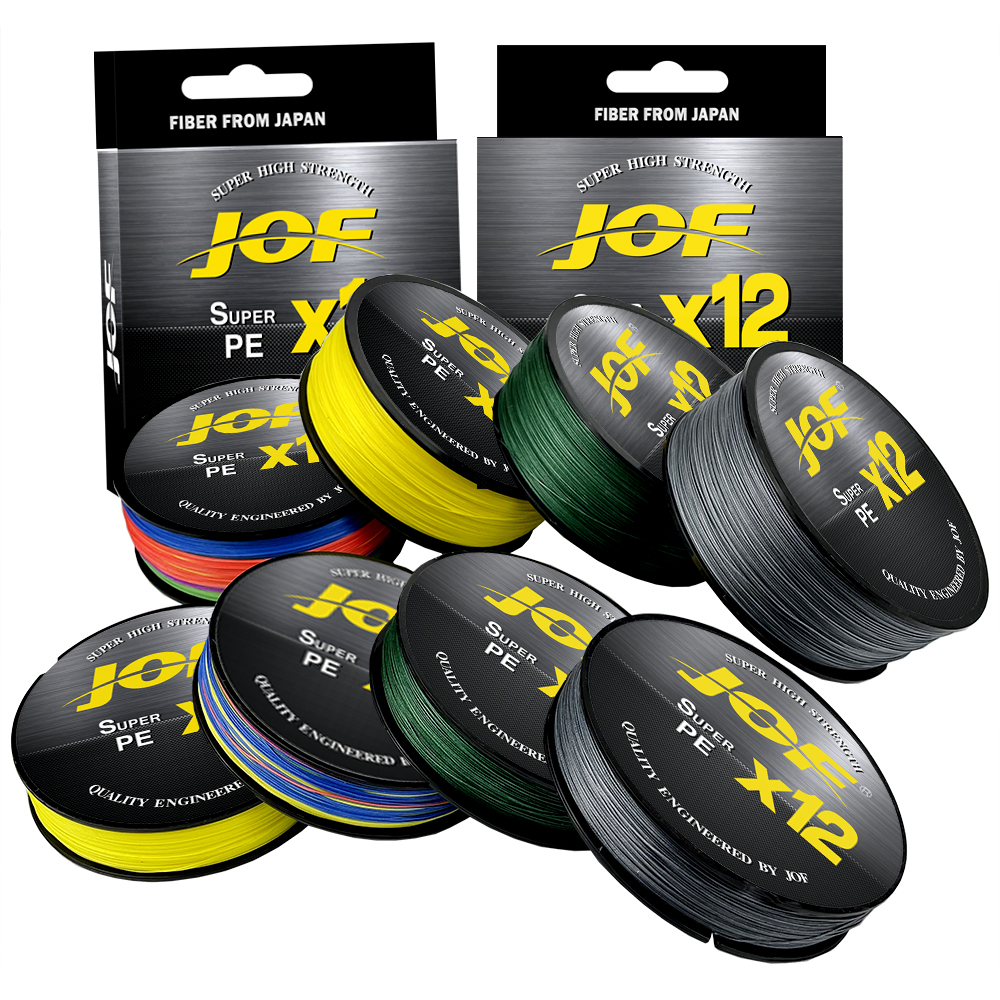 JOF X12 Модернизированные плетеные лески Супер прочная 12-прядная мультифиламентная полиэтиленовая леска 100 м 300 м 500 м 25 фунтов 30 фунтов 39 фунтов 50 фунтов 65 фунтов 92 фунта