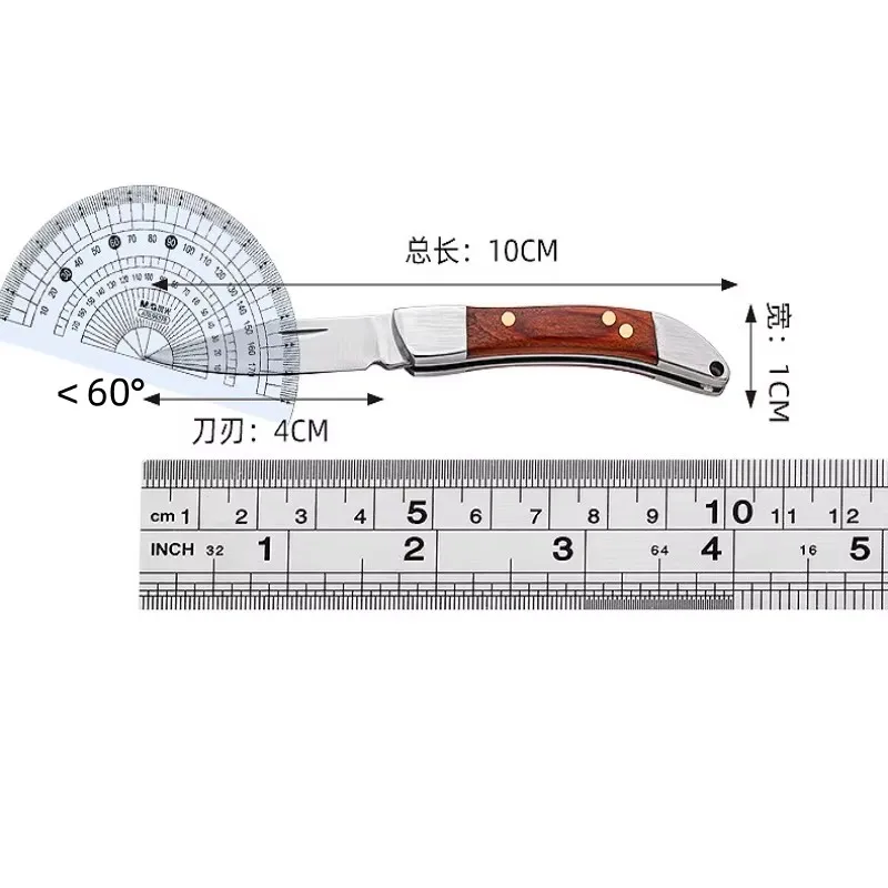 Coltello tascabile da campeggio EDC Coltello pieghevole con manico in legno, mini coltello portachiavi, coltello in acciaio inossidabile, perfetto per la pesca all'aperto