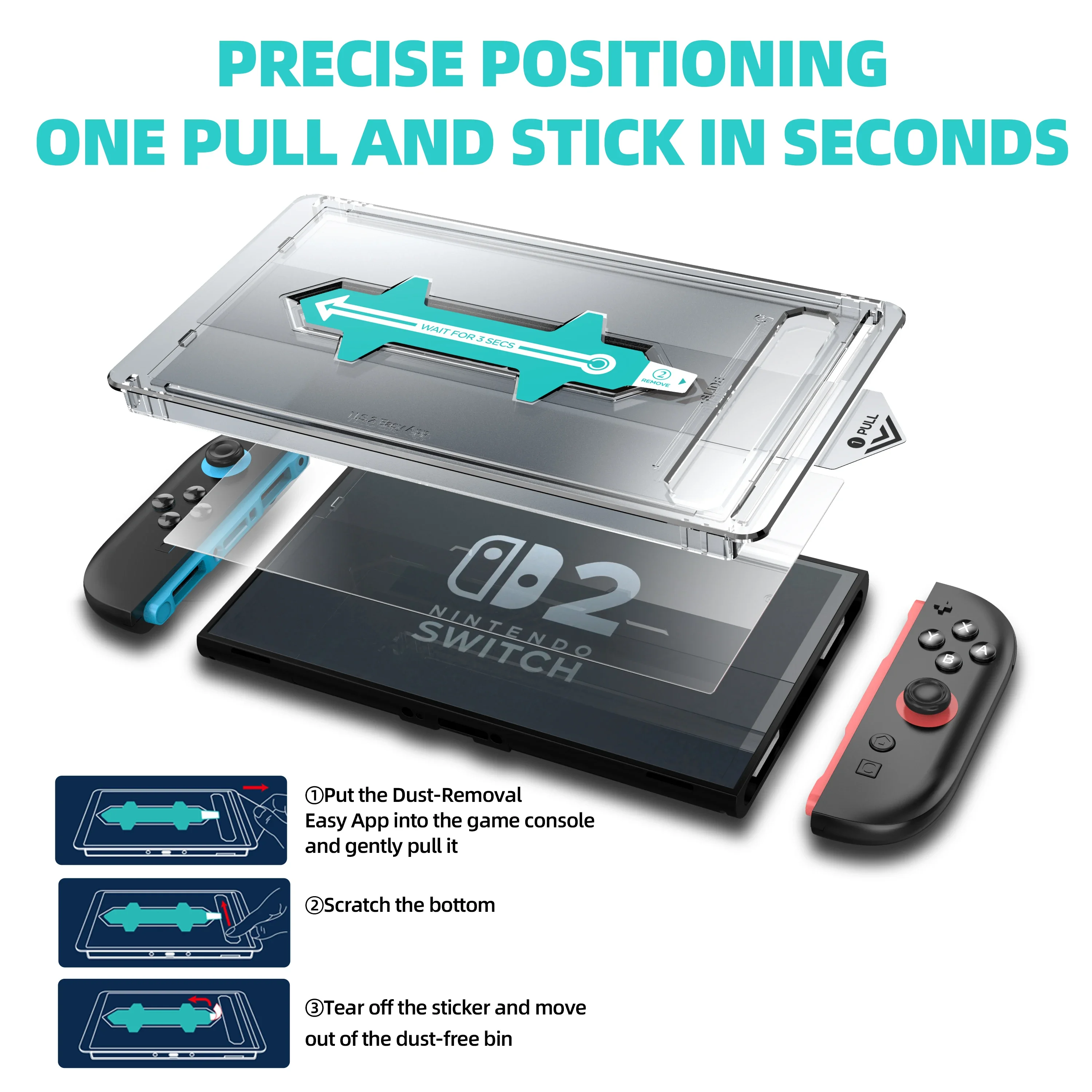 Auto-Alignment Screen Protector for Nintendo Switch 2 OLED Accessories, HD Clear Tempered Glass for Switch2, Bubble Free