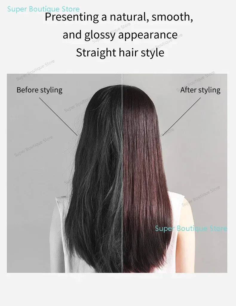 Lisseur et sèche-cheveux professionnel 2 en 1, fer plat chauffant, cheveux secs sans endommager la épingle à cheveux