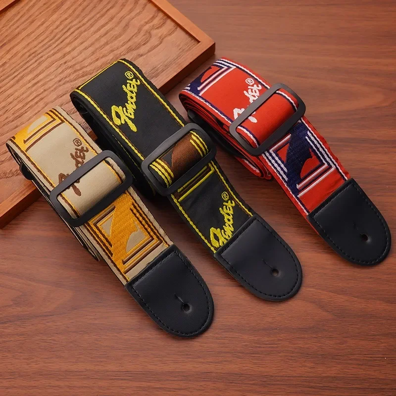 Guitar Strap 40/41 Inch Artistic Color Matching Diagonal Span Adjustable Electric Fender Back Portable Wood Musical Instruments