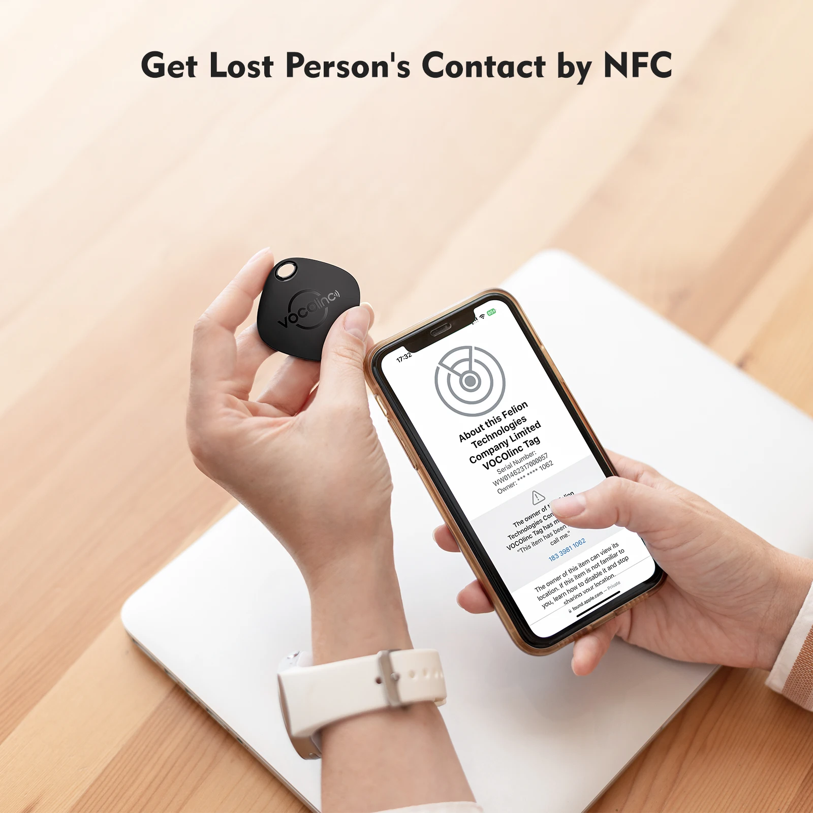 VOCOlinc อุปกรณ์ติดตามสิ่งของผ่านบลูทูธสำหรับ Find My (เฉพาะ iOS) อุปกรณ์ติดตามรถยนต์พร้อมพวงกุญแจกระเป๋าสตางค์ แท็กอัจฉริยะป้องกันการสูญหาย เครื่องระบุตำแหน่ง GPS แบบเรียลไทม์ แบตเตอรี่แบบเปลี่ยนได้ กันน้ำระดับ IP67