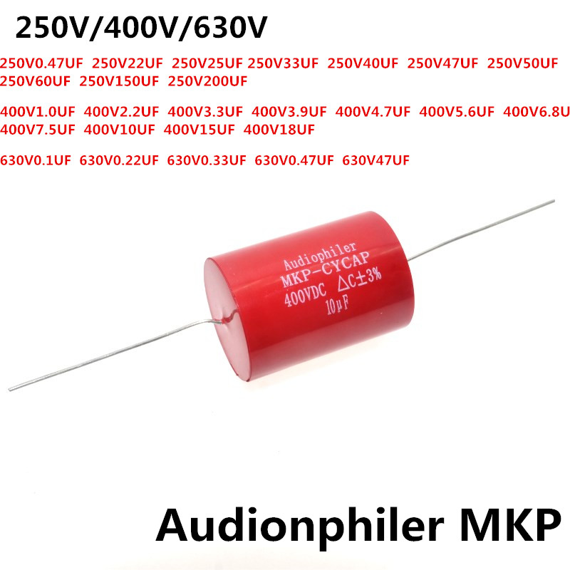 Capacitor Axial MKP, Capacitor de Áudio, 250V, 400V, 630V, 10UF, 400V, 0,1 UF, 0,22 UF, 0,33 UF, 6,8 UF, 7,5 UF, 8,2 UF, 1PC