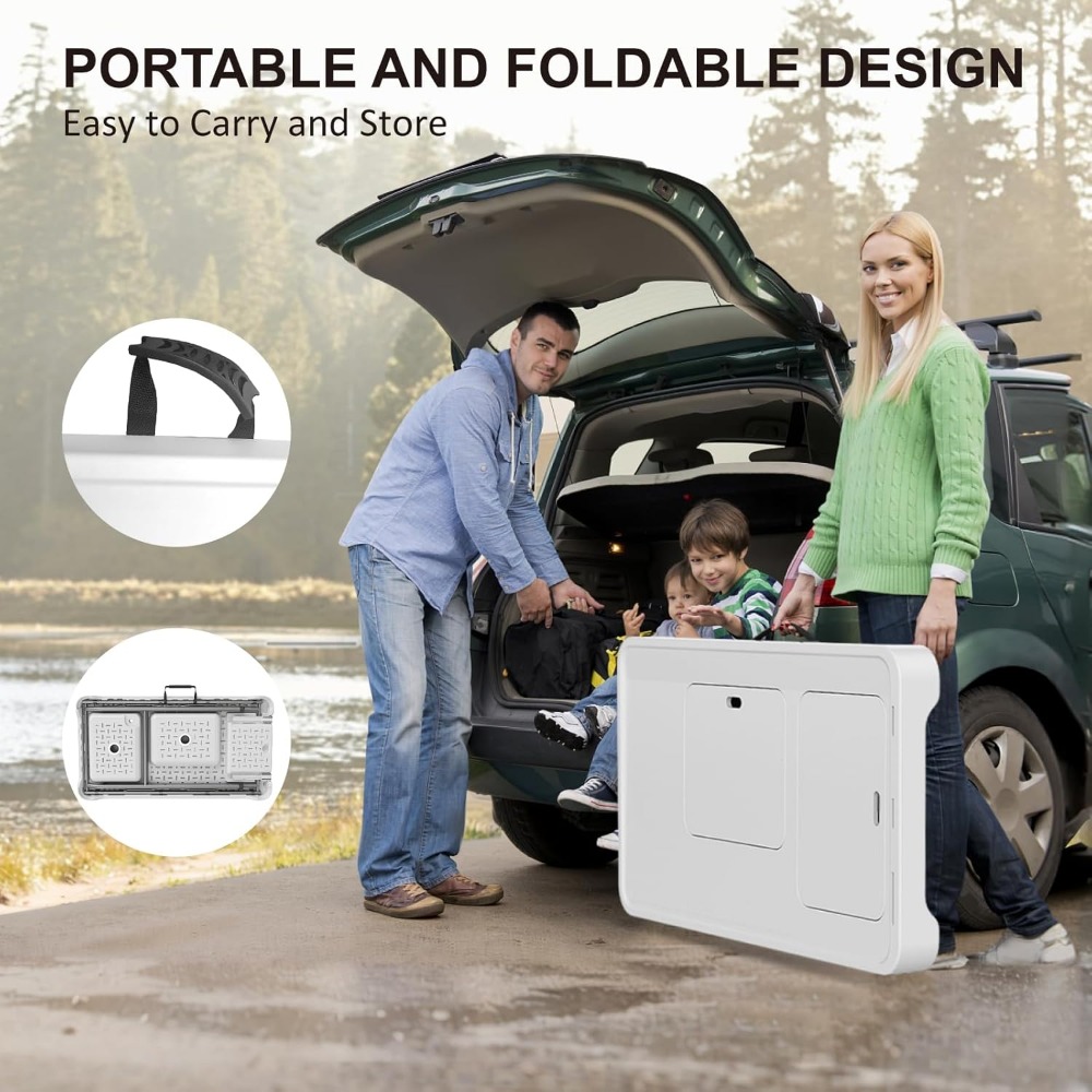 42.5" Fish Cleaning Table with Dual Sink, Portable Folding Camping Table with Faucet, Sprayer, Grid Rack, Hose Hook Up & Knife