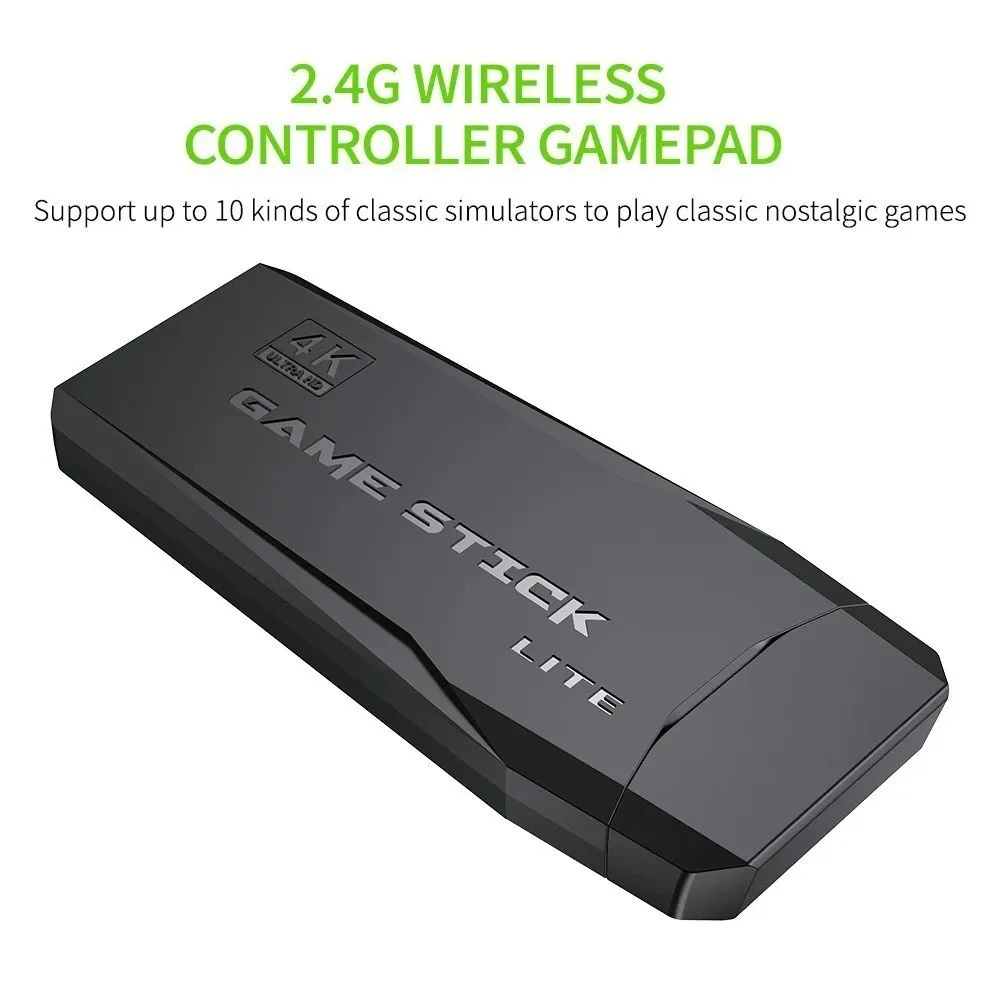 Console per videogiochi 2.4G Doppio controller wireless Game Stick 4K 10000 giochi 32/64GB Giochi retrò per PS1/GBA Ragazzi Regalo di Natale