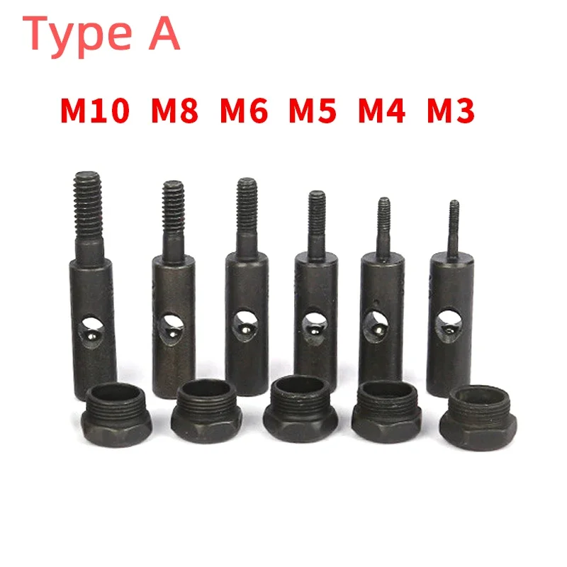 M3 M4 M5 M6 M8 M10 M12  Manual Nut Rivet Gun Nose Assembly Piece Hand Riveter Tool Head Tips Mandrel Alloy Steel Pull Rod