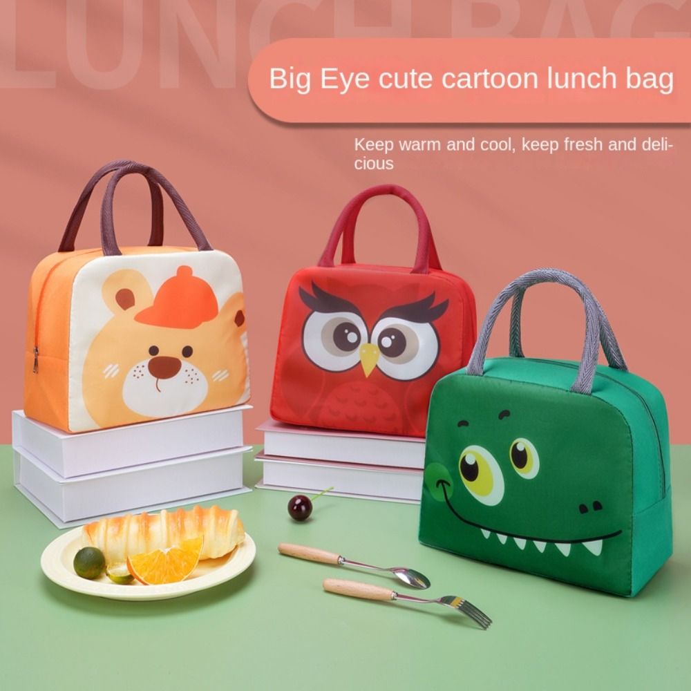 Lancheira portátil dos desenhos animados, Tecido não tecido, Acessórios de lancheira, Tote Food Cooler, Pequeno saco térmico