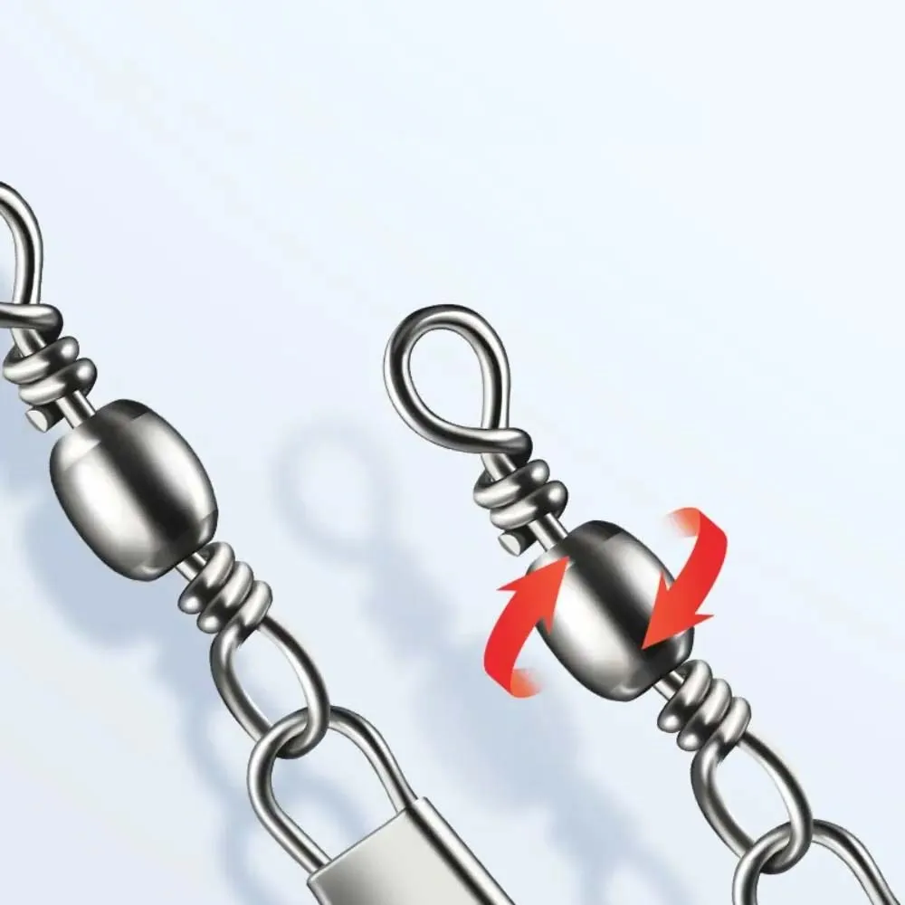 JSFUN 5 tamaños 100 unids/pack giratorios conector de pesca Pin rodamiento giratorio Snap Fastlock Clips anzuelo aparejos de pesca