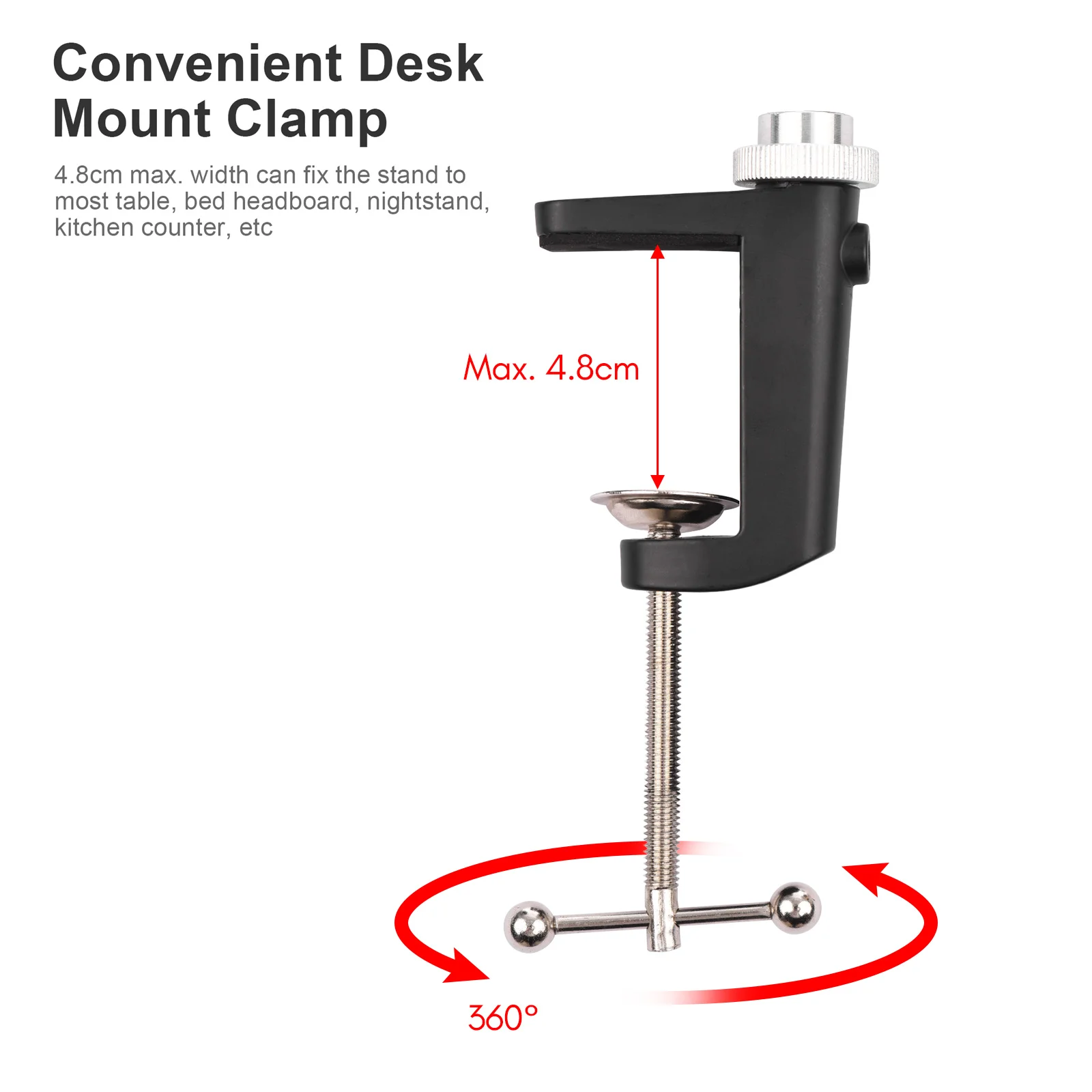 Andoer ST-01 Metallhalterung, flexibel, faltbar, Schreibtischhalterung, Kugelkopf-Adapter für Fülllicht, LED-Ringlicht, Kamera, Smartphone