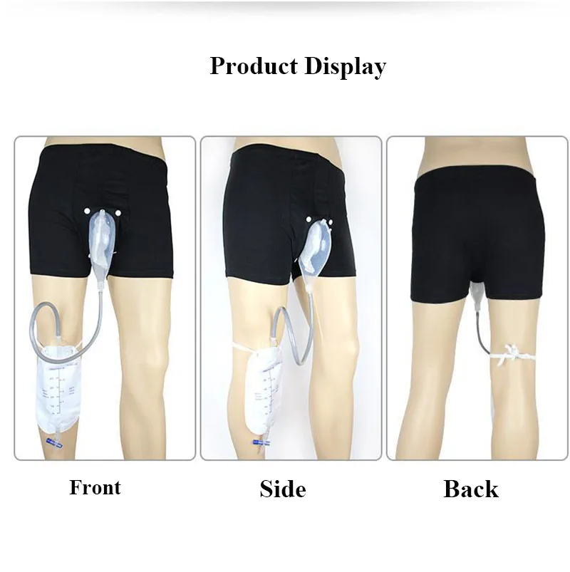 ไม่หยุดยั้งซิลิโคนปัสสาวะกระเป๋ากางเกง Catheter Reusable Urinary Receiver ระบายน้ํากระเป๋ากางเกงขาสั้นสําหรับชายผู้สูงอายุ