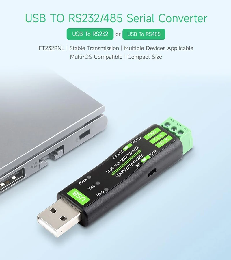 Промышленный преобразователь Waveshare USB в TTL с оригинальной встроенной поддержкой FT232RNL Win7/8/8.1/10/11, Mac, Linux, Android, Wince