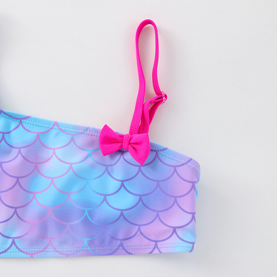 Maiô feminino moda sereia escala estampa biquíni infantil