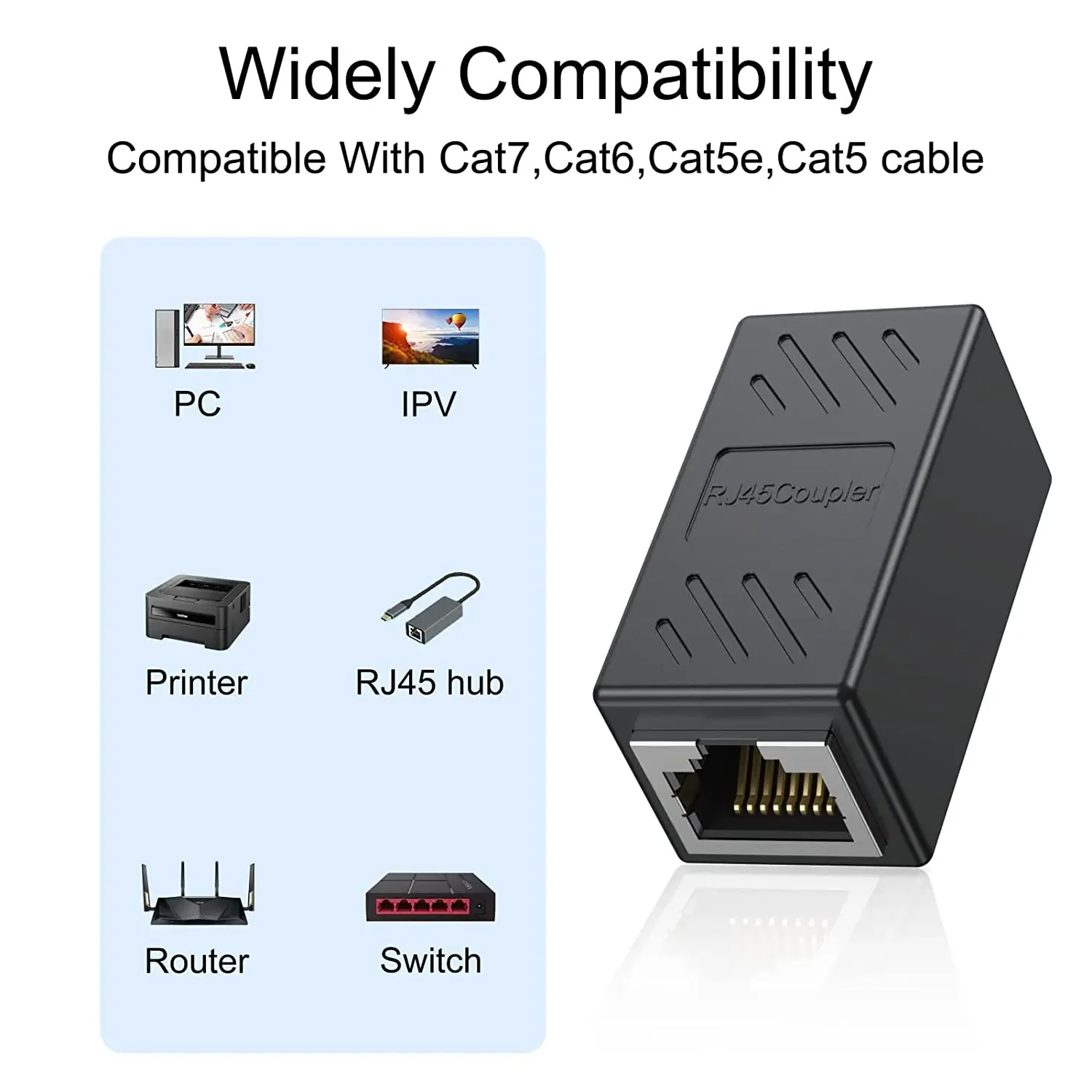 2Pcs RJ45 Stecker Koppler Ethernet Kabel LAN Inline Cat7/Cat6/Cat5e Ethernet Kabel Extender Adapter Weibliche koppler Schwarz