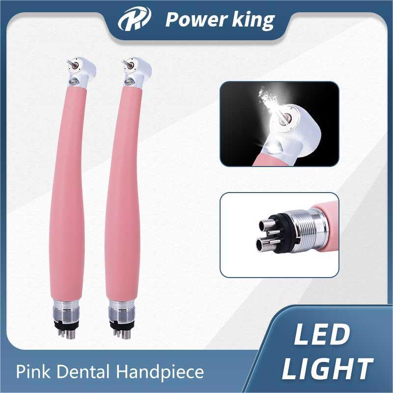 Dental Handpiece Pink LED Light Water Spray Push Button High Speed Rotation Pen Hand Piece Nanotechnology Ceramics Bearing
