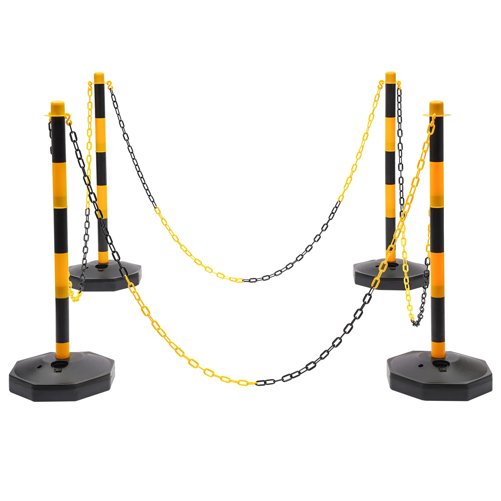 6 Pack Warning column set (6 bases + 6 black and yellow columns + 5*2M chains + 10*S buckles)