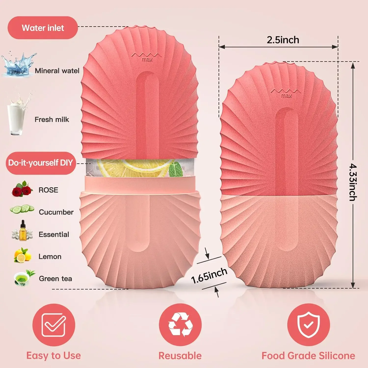 Rullo per il viso di ghiaccio Cura della pelle Strumenti per il sollevamento di bellezza Strumenti per il contorno Vassoi per cubetti di ghiaccio Palline per globo di ghiaccio Massaggiatore per il viso Strumento per la cura della pelle