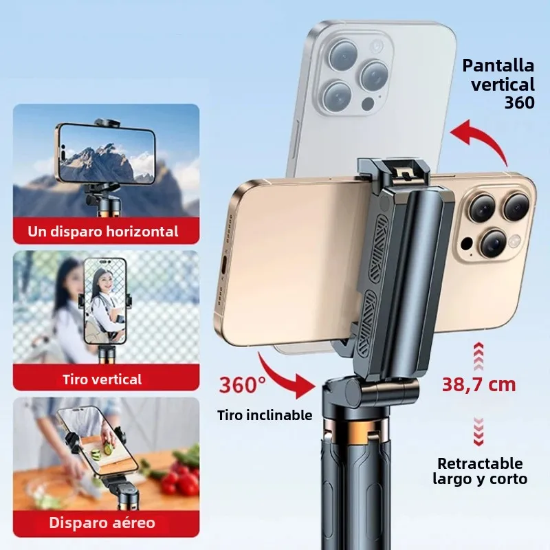 Super Mini palo de Selfie, soporte portátil para teléfono, ayuda para disparar, diseño integrado versátil, control remoto Bluetooth para transmisiones en vivo