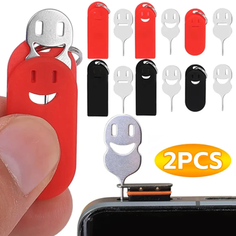 Aguja de expulsión de tarjeta Sim antipérdida con estuche de almacenamiento para teléfono Iphone Samsung, Pin eyector de acero, llavero abridor de bandeja de tarjeta SIM
