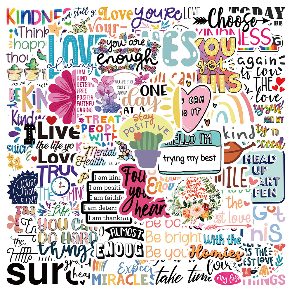 52 個のインスピレーションを与える引用ステッカーパック ポジティブデカール ウォーターボトル ノートパソコン 電話 スケートボード ヘルメット ギフト ティーンズ 子供用