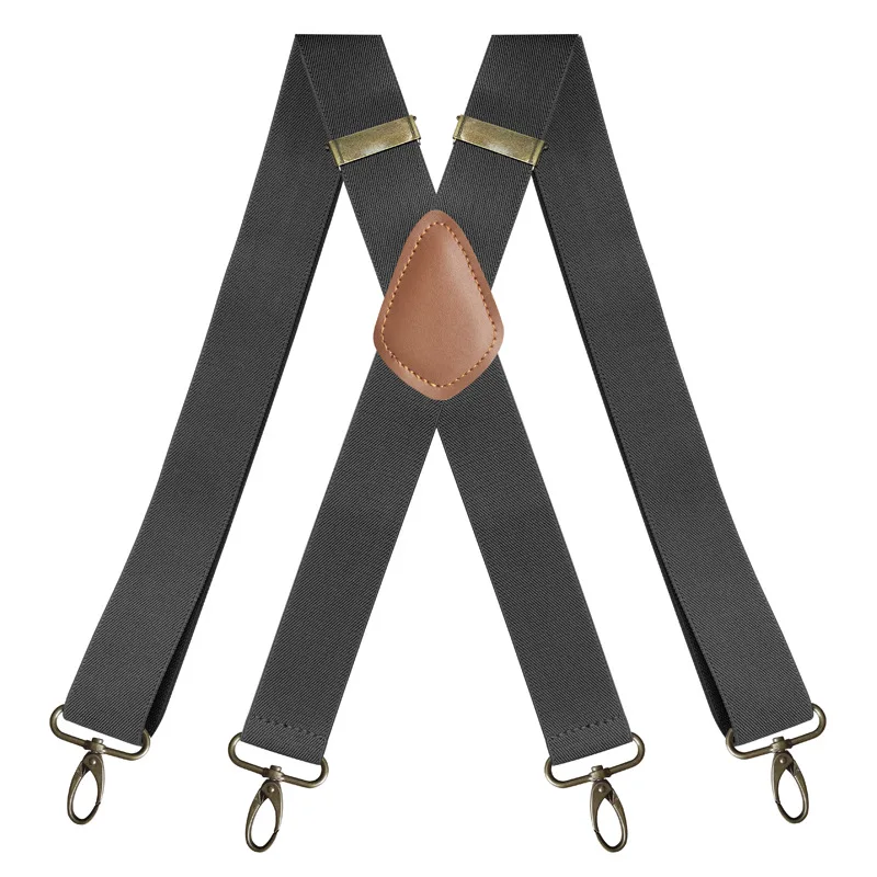 Vintage Suspenders สําหรับชาย Heavy Duty ใหญ่สูง 3.5 ซม.X-Shape 4 Snap Hooks ปรับยืดหยุ่นวงเล็บกางเกงงานแต่งงาน