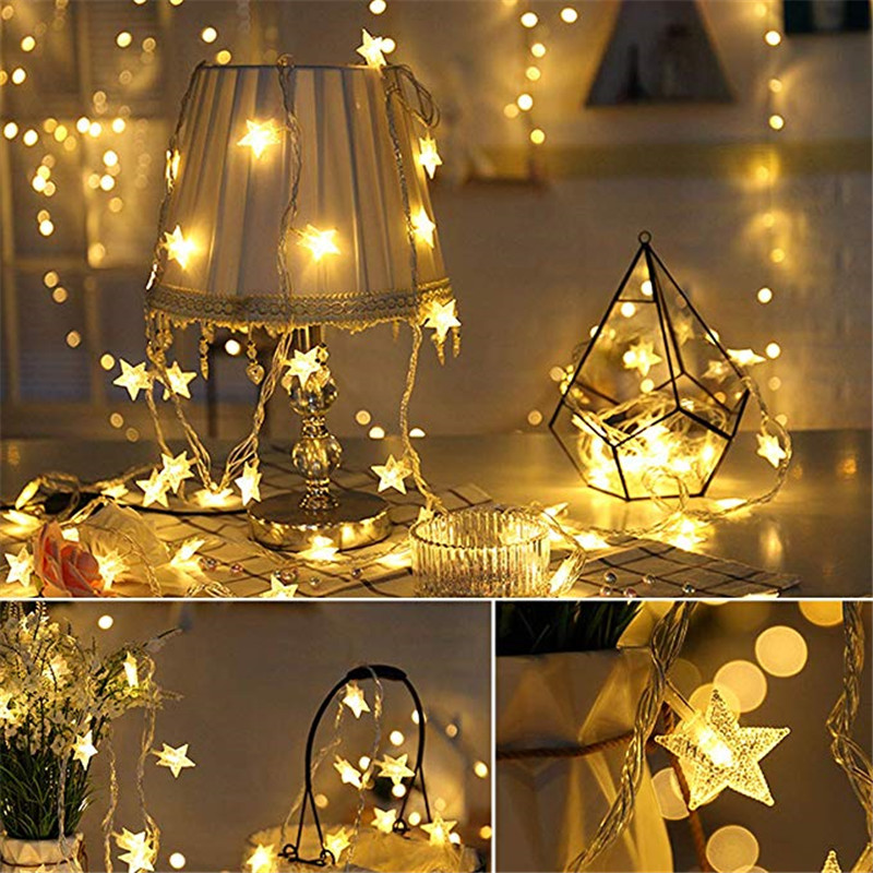 6M 40Led luces decoración al aire libre luces de cadena árbol de Navidad decoración de la ventana del hogar iluminación de vacaciones cuerdas de luz de estrella