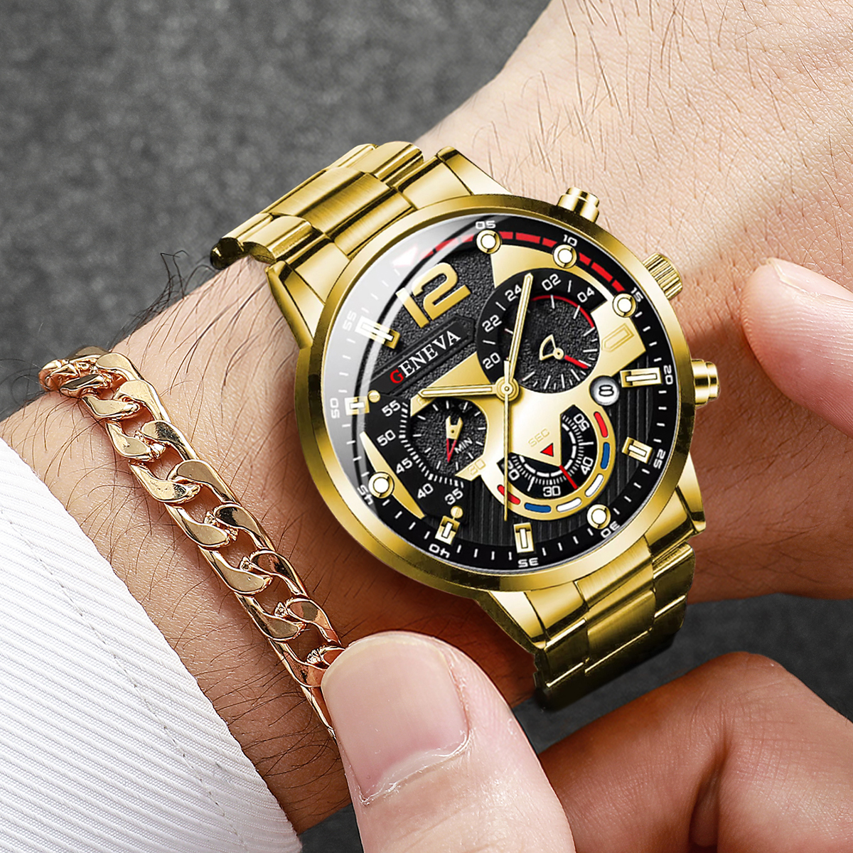 2 szt. Męskie zegarki biznesowe moda stalowy pasek męski analogowy zegarek kwarcowy zestaw bransoletek Relogio Masculino Reloj Hombre (bez pudełka)