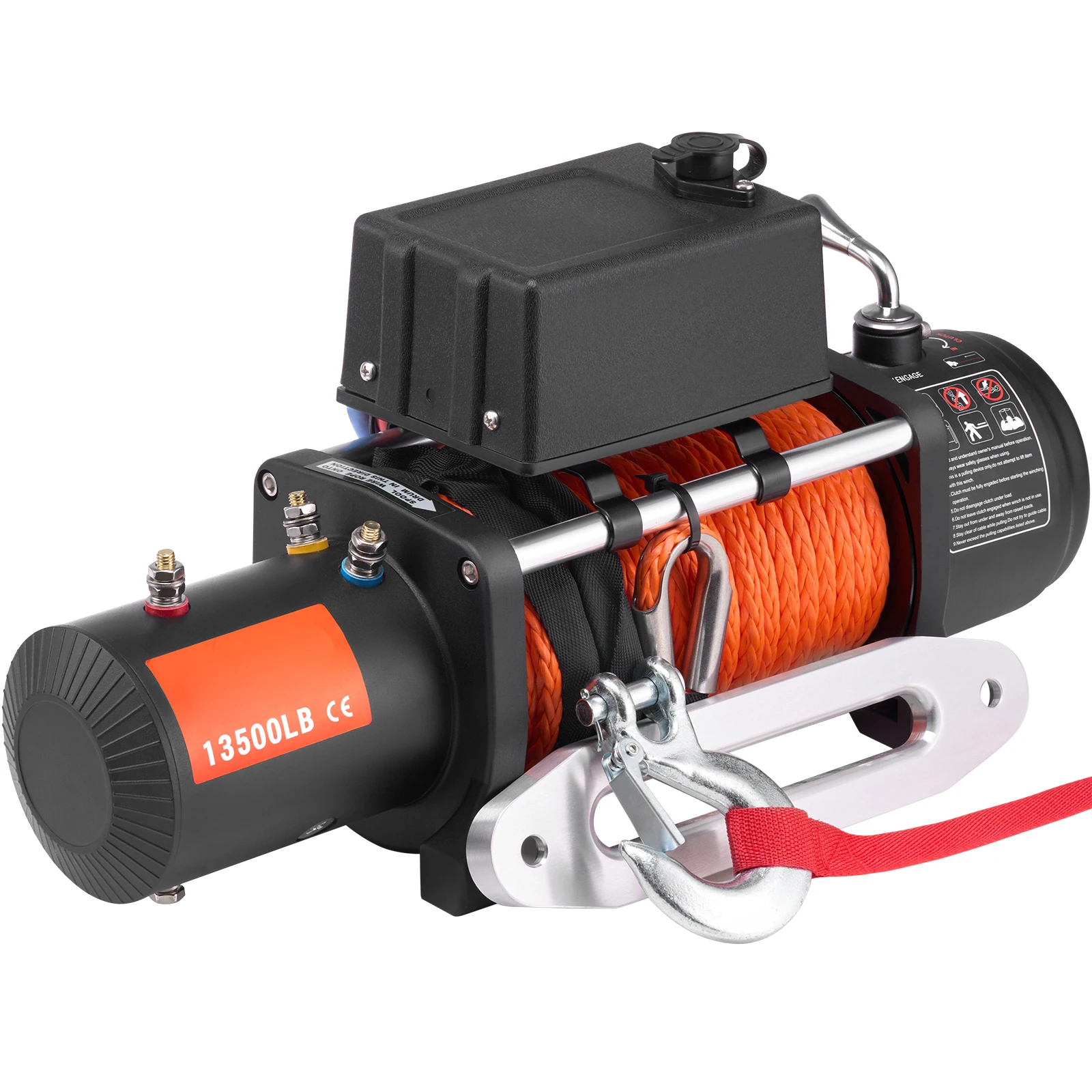 SucceBuy 13500lbs Electric Winch with 80ft Synthetic Rope Wireless Truck Winch IP55 Waterproof for Towing Off-Road SUV Jeep