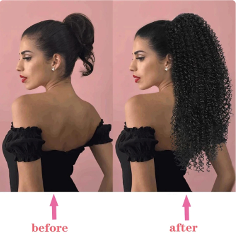 H & star-女性用エクステンションの長さ合成カーリードローストリングポニーテール、ポニーテール、22インチのヘアエクステンションクリップ