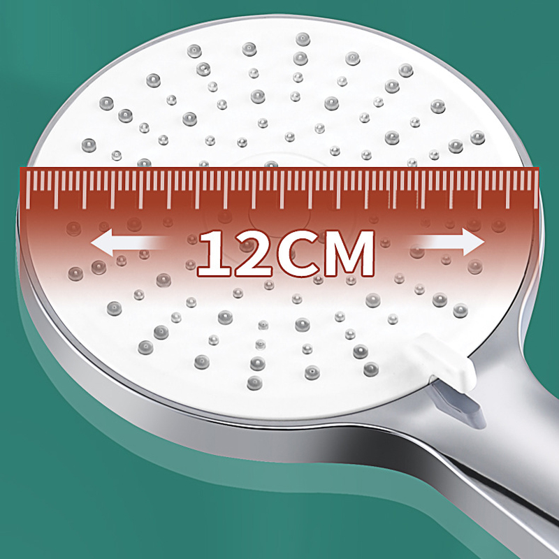 Nuevo cabezal de ducha de 5 modos, Panel grande de alta presión, flujo grande, ducha negra plateada, cabezal de ducha de mano para masaje, accesorios de baño