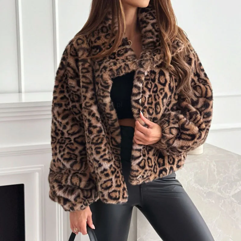 Casual solto outerwear outono inverno mulher topos nova moda leopardo impressão casacos femininos jaquetas cardigan roupas