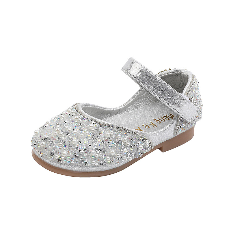 Herbst Mädchen Strass Leder Schuhe 2022 Frühling Perle Bogen Prinzessin Schuhe Weiche Kinder Baby Kleinkind Einzelnen Schuhe G06
