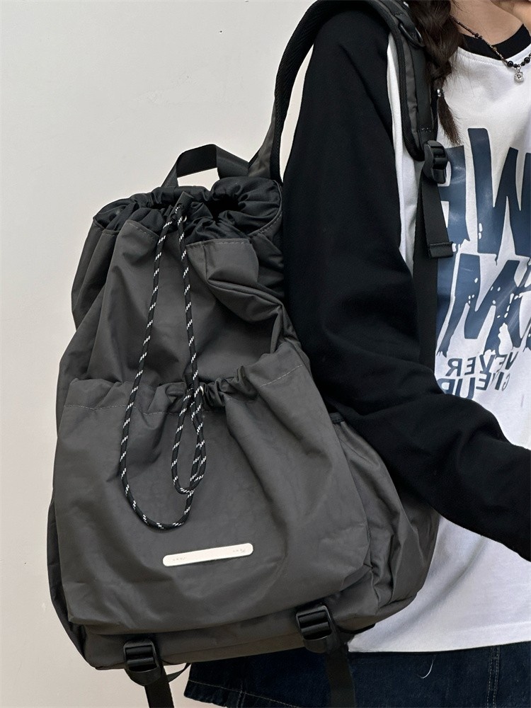 Outdoor Sports Unisex Lightweight Water-Resistant Drawstring Travel Backpack Commuter Backpack Nylon Material Large Size