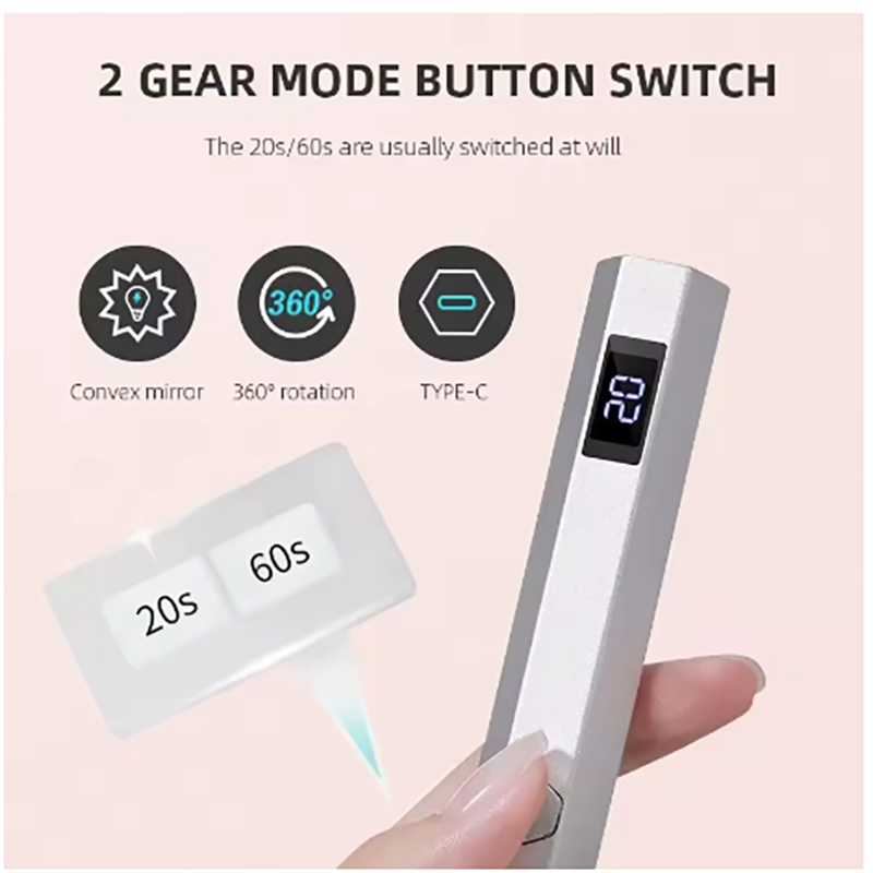 Mini Timing Display Portable Mini Nail Light Home Séchage rapide Lampe de poche Stylo Rechargeable Nail Dryer UltraViolet LED Nail Stylo Spécial