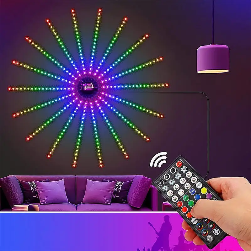 花火LEDストリップライト,音楽制御,スモーフォニー,rgb,夢,meteorランプ,完全キット,結婚式,クリスマス