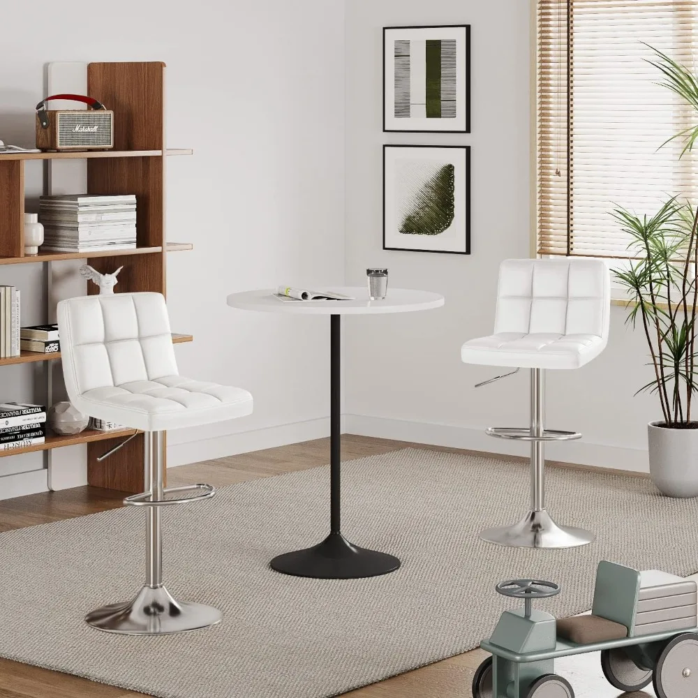 Bar Stools Modern Pu Leather Swivel Adjustable Hydraulic Bar Stool Square Counter Height Stool Set of 2