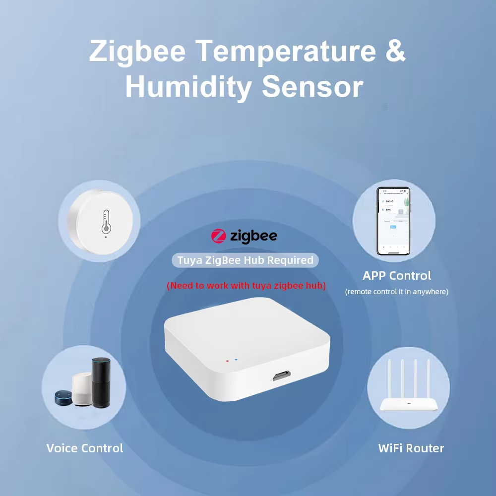 Tuya inteligente zigbee termômetro interno monitor sensor de temperatura e umidade para trabalho em casa com alexa google assistente casa