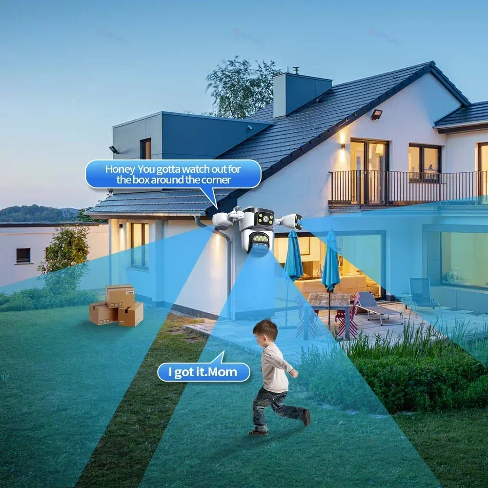 10K 屋外 10X 光学ズーム WiFi6 カメラ 20MP 4 スクリーン 4 レンズ PTZ 自動追跡 6K デュアルレンズ防水セキュリティ CCTV