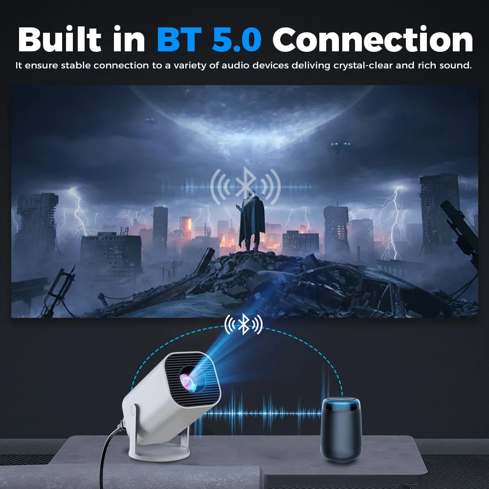 Inteligentny Mini Przenośny Projektor 4K Android 11.0 720P Native 1280*720P Dual WIFI6 BT5.0 Projektor Kino na Zewnątrz Automatyczna Korekcja Keystone