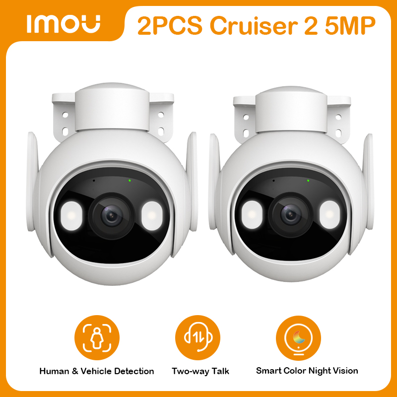 2 uds IMOU Cruiser 2 5MP cámara PTZ Wi-Fi para exteriores cámara IP66 Audio bidireccional visión nocturna colorida detección de vehículos humanos