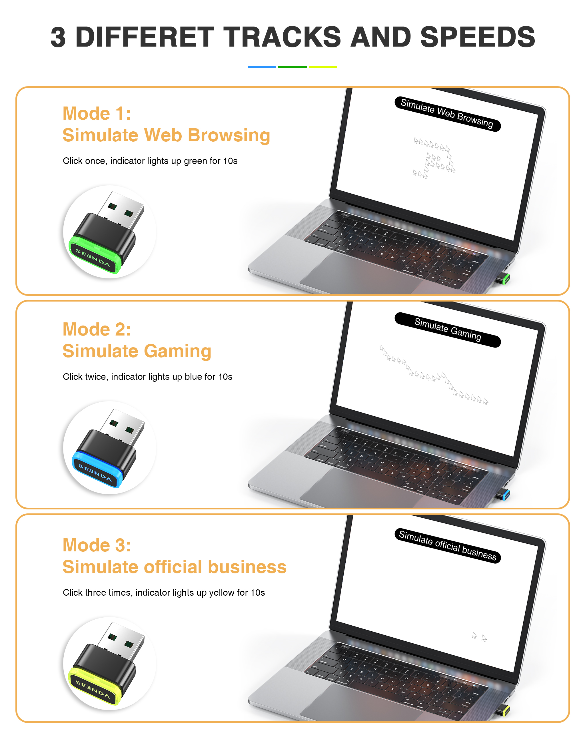 Le moteur de souris indétectable maintient l'ordinateur éveillé simule la souris USB souris Jiggler Seenda accessoires informatiques