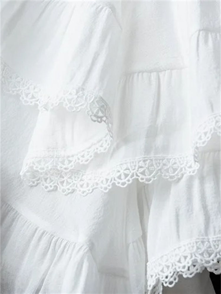 Unregelmäßige Rüschen Kawaii Mini Sommer Röcke Frauen Faldas Mujer De Moda Patchwork Spitze Jupe Koreanische Saia Mode Süße Weiße Rock