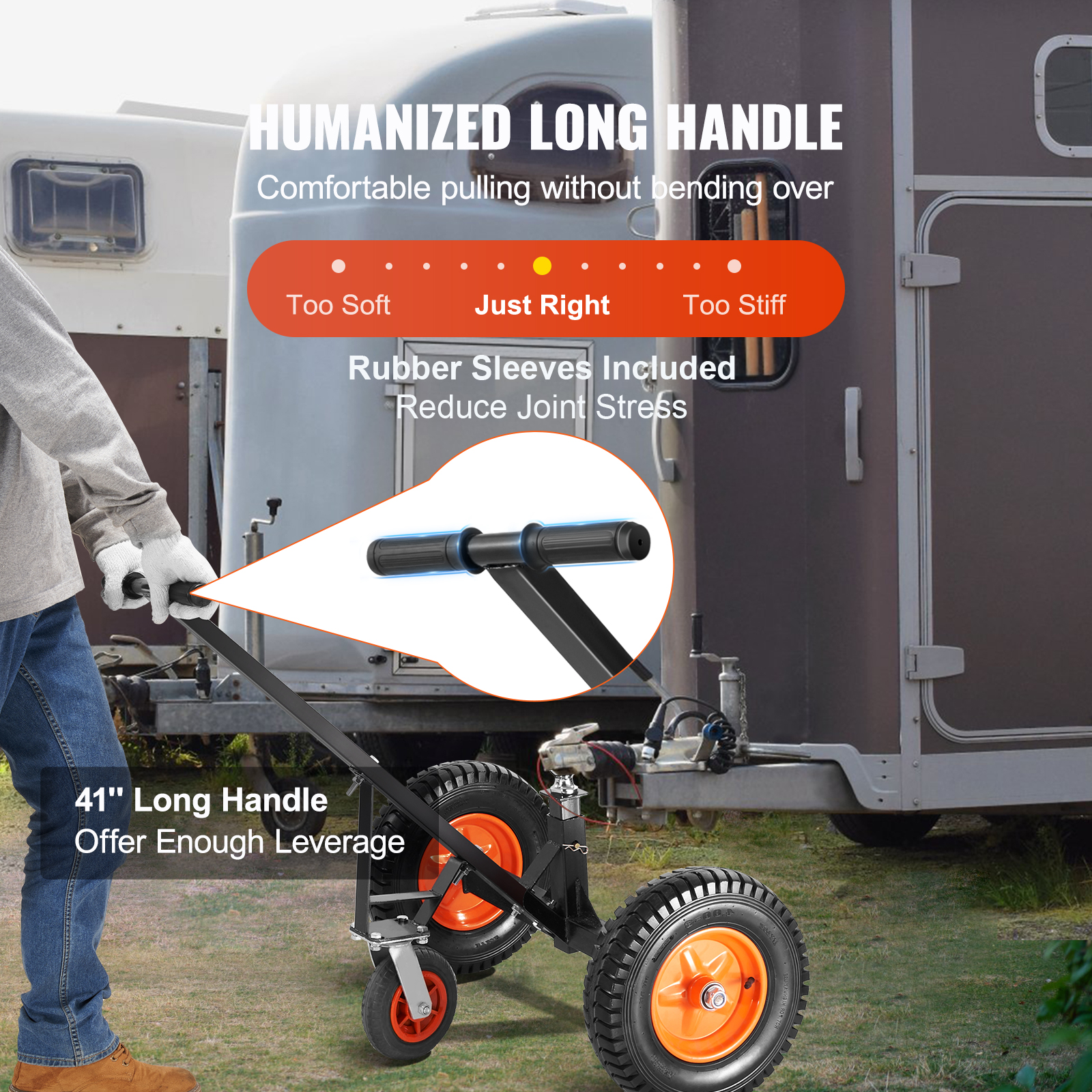 VEVOR 1000lbs Tongue Adjustable Trailer Dolly Carbon Steel Trailer Mover Universal Wheel Parts for Moving RV Boat Camper Jack